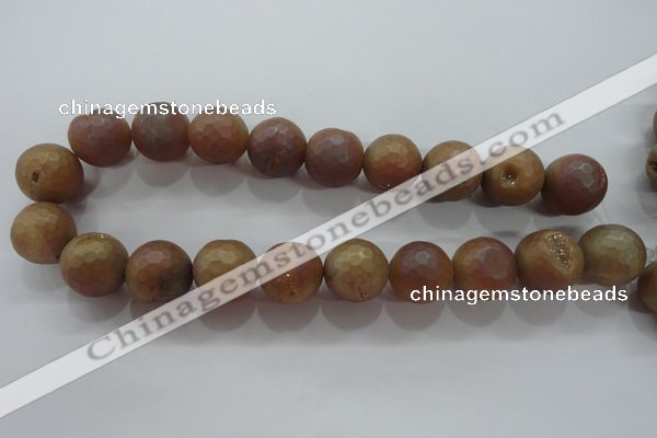 CAG6338 15 inches 20mm faceted round plated druzy agate beads