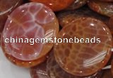 CAG634 15.5 inches 40mm coin natural fire agate beads wholesale