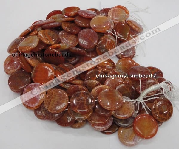 CAG634 15.5 inches 40mm coin natural fire agate beads wholesale