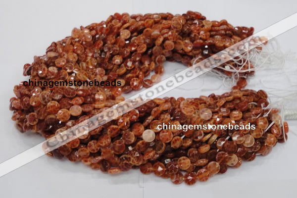 CAG635 15.5 inches 8mm faceted coin natural fire agate beads