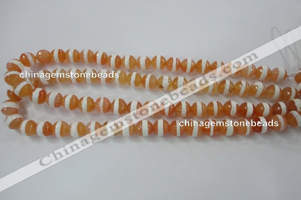 CAG6350 15 inches 8mm faceted round tibetan agate gemstone beads