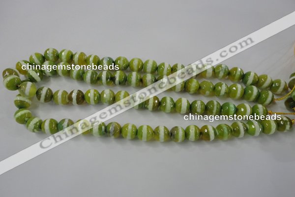 CAG6359 15 inches 10mm faceted round tibetan agate gemstone beads