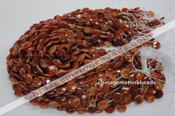 CAG636 15.5 inches 10mm faceted coin natural fire agate beads