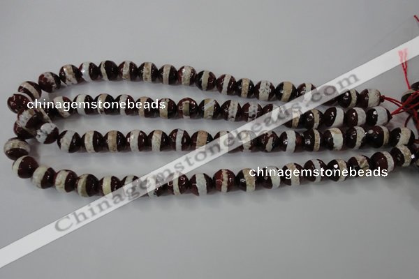 CAG6362 15 inches 8mm faceted round tibetan agate gemstone beads