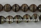 CAG6366 15 inches 8mm faceted round tibetan agate gemstone beads