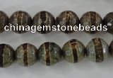 CAG6367 15 inches 10mm faceted round tibetan agate gemstone beads