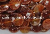 CAG637 15.5 inches 12mm faceted coin natural fire agate beads