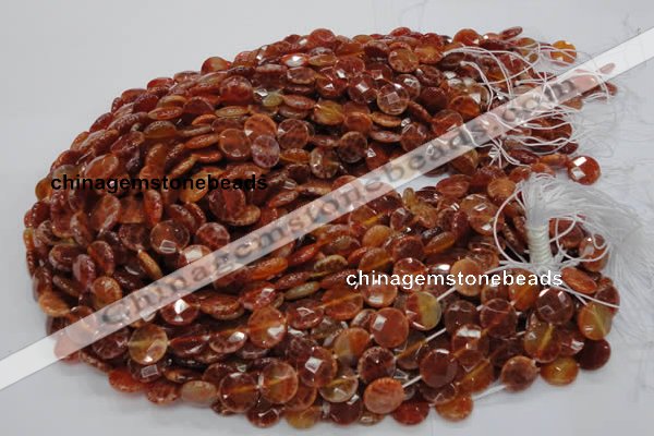 CAG637 15.5 inches 12mm faceted coin natural fire agate beads