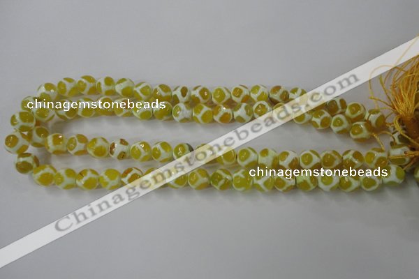 CAG6372 15 inches 12mm faceted round tibetan agate gemstone beads