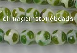 CAG6375 15 inches 10mm faceted round tibetan agate gemstone beads