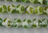 CAG6376 15 inches 12mm faceted round tibetan agate gemstone beads