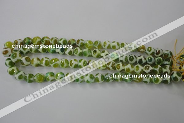 CAG6376 15 inches 12mm faceted round tibetan agate gemstone beads