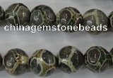 CAG6383 15 inches 10mm faceted round tibetan agate gemstone beads