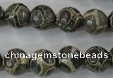 CAG6384 15 inches 12mm faceted round tibetan agate gemstone beads