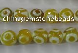 CAG6387 15 inches 8mm faceted round tibetan agate gemstone beads