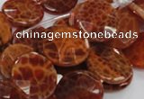 CAG639 15.5 inches 20mm faceted coin natural fire agate beads