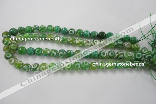 CAG6393 15 inches 12mm faceted round tibetan agate gemstone beads