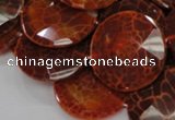 CAG641 15.5 inches 35mm faceted coin natural fire agate beads