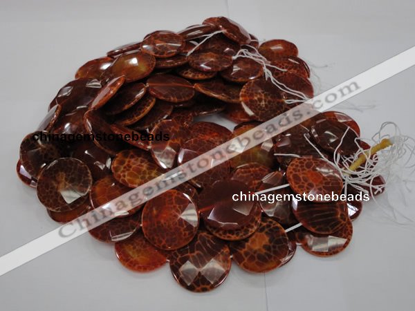 CAG641 15.5 inches 35mm faceted coin natural fire agate beads