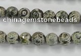 CAG6414 15 inches 8mm faceted round tibetan agate gemstone beads