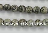 CAG6416 15 inches 12mm faceted round tibetan agate gemstone beads