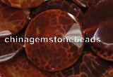 CAG642 15.5 inches 40mm faceted coin natural fire agate beads