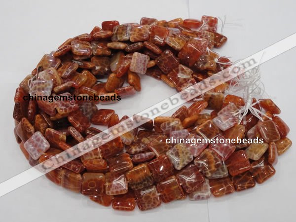 CAG644 15.5 inches 15mm square natural fire agate beads wholesale