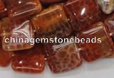 CAG645 15.5 inches 20mm square natural fire agate beads wholesale