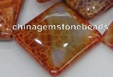 CAG648 15.5 inches 40*40mm rhombic natural fire agate beads