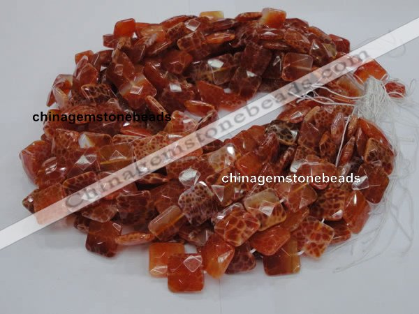 CAG651 15.5 inches 14*14mm faceted square natural fire agate beads