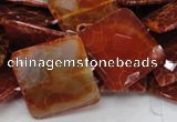 CAG652 15.5 inches 30*30mm faceted square natural fire agate beads