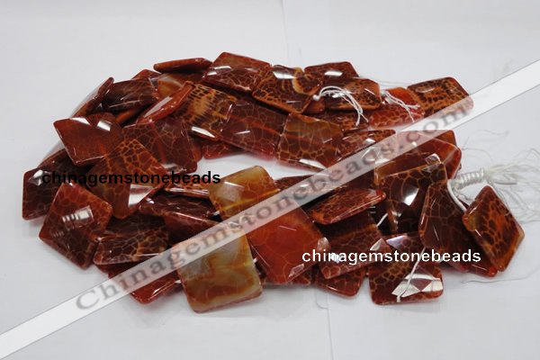 CAG652 15.5 inches 30*30mm faceted square natural fire agate beads