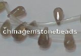 CAG6544 Top-drilled 6*10mm faceted teardrop Brazilian grey agate beads