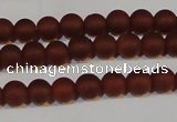 CAG6551 15.5 inches 5mm round matte red agate beads wholesale