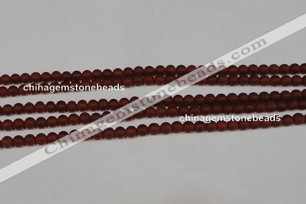 CAG6551 15.5 inches 5mm round matte red agate beads wholesale