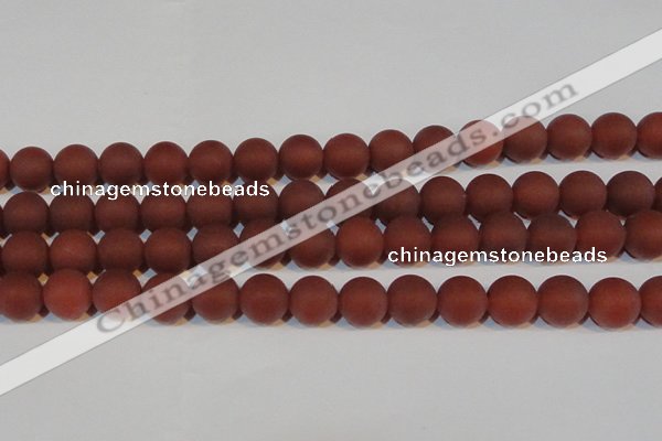 CAG6556 15.5 inches 12mm round matte red agate beads wholesale