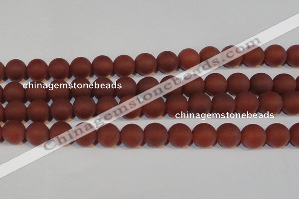 CAG6557 15.5 inches 14mm round matte red agate beads wholesale