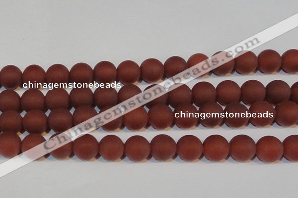 CAG6559 15.5 inches 18mm round matte red agate beads wholesale