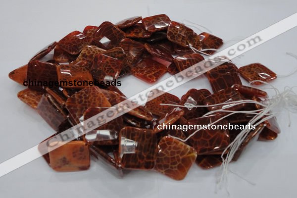 CAG657 15.5 inches 25*25mm faceted rhombic natural fire agate beads