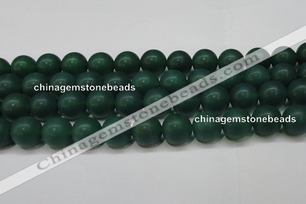 CAG6572 15.5 inches 14mm round matte green agate beads wholesale