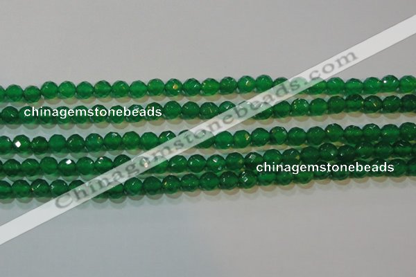 CAG6611 15.5 inches 4mm faceted round green agate gemstone beads