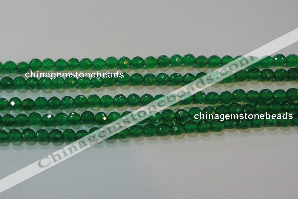 CAG6612 15.5 inches 6mm faceted round green agate gemstone beads