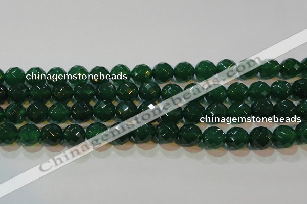 CAG6616 15.5 inches 14mm faceted round green agate gemstone beads