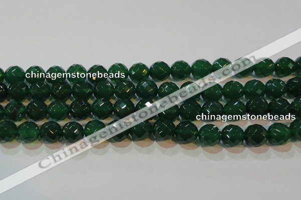 CAG6616 15.5 inches 14mm faceted round green agate gemstone beads