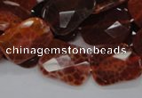 CAG663 15.5 inches 15*20mm faceted rectangle natural fire agate beads