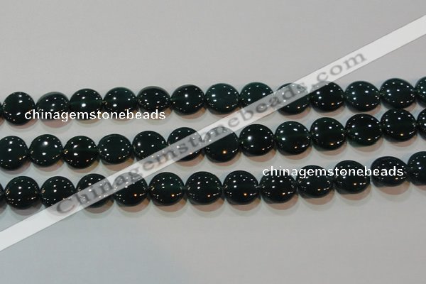 CAG6632 15.5 inches 13mm flat round green agate gemstone beads