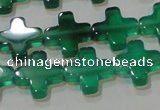 CAG6634 15.5 inches 10*10mm cross green agate gemstone beads