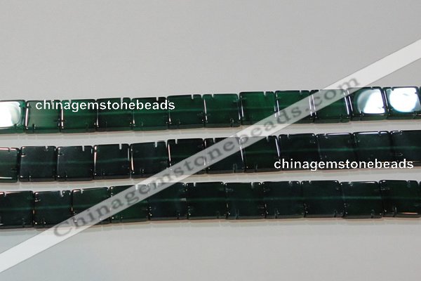 CAG6638 15.5 inches 14*14mm square green agate gemstone beads