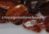 CAG664 15.5 inches 18*25mm faceted rectangle natural fire agate beads