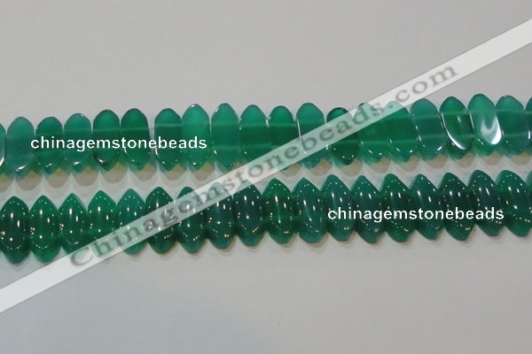 CAG6640 15.5 inches 8*20mm marquise double drilled green agate beads